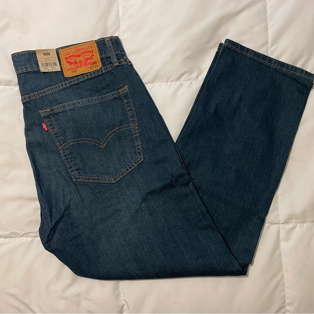New Levi's 505 36 X 29 Men's Regular Fit Straight Leg Jeans